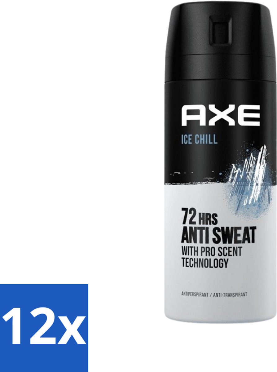 Axe - Deodorant Spray - 72hrs Anti Sweat - Ice Chill - 150 ml - Voordeelverpakking - 12 stuks