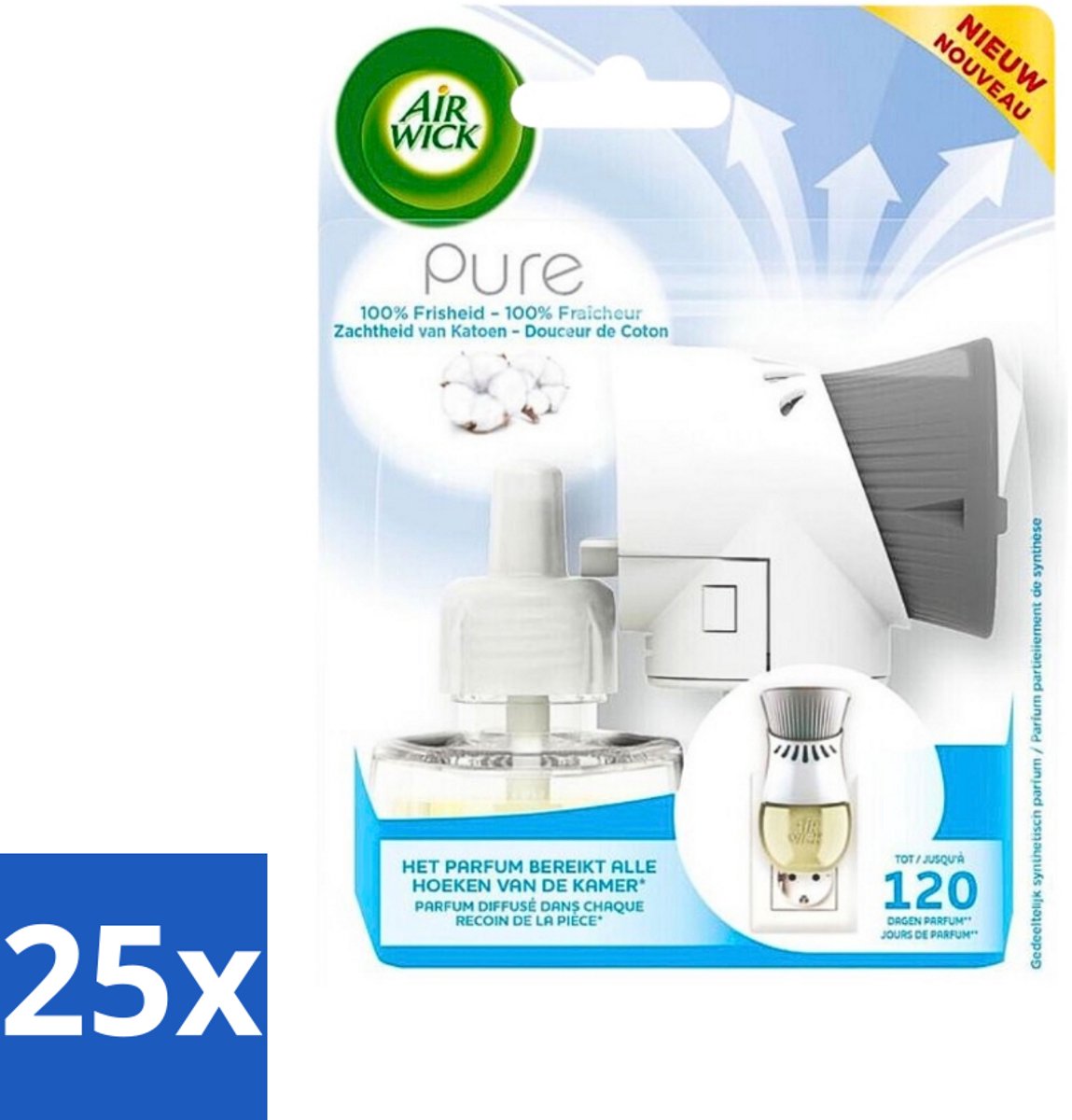 Air Wick Elektrische Geurverspreider - Starterkit - Pure Zachtheid van Katoen - 19ml - Bulkverpakking - 25 stuks