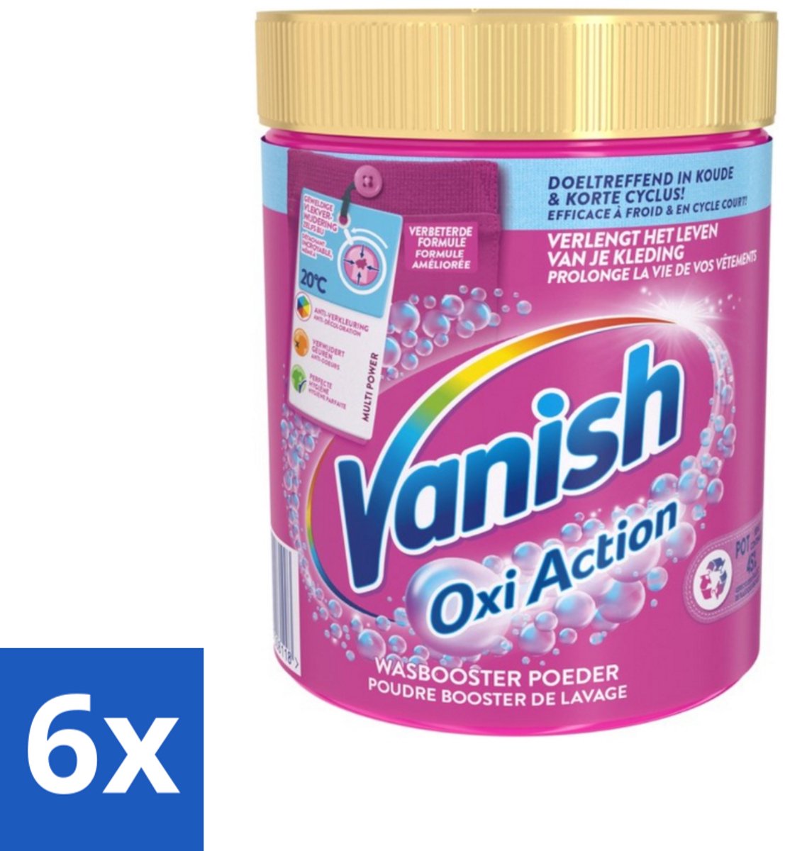 6 x Vanish Oxi Action - Vlekkenverwijderaar Poeder - Gekleurde Was - 1 Kg - Vlekkenverwijderaar - Wasbooster - Gekleurde Was - Vlekken Verwijderen - Wasmiddel