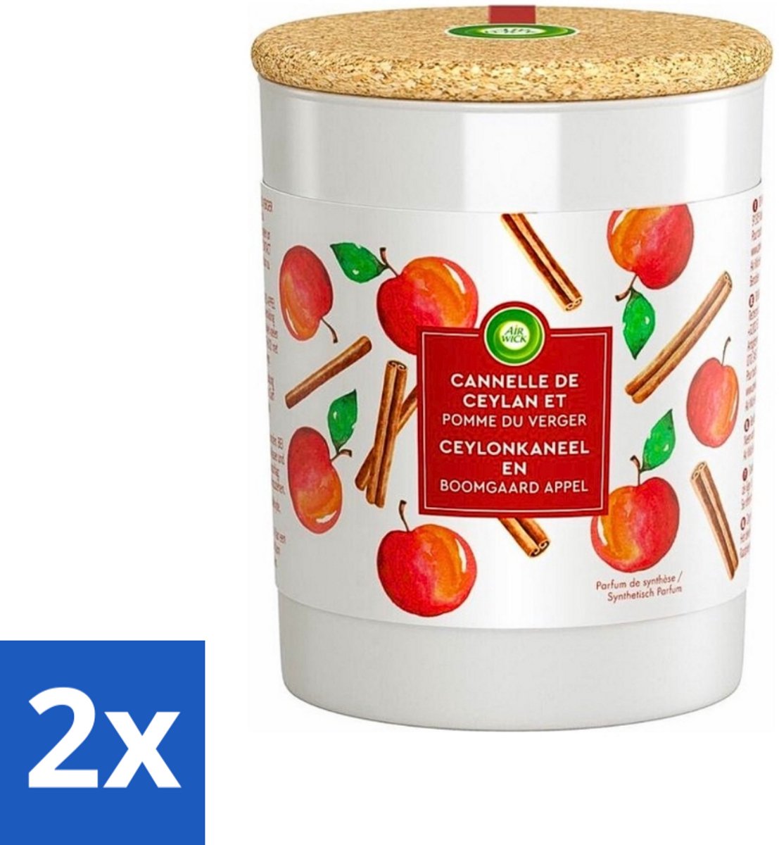 2 x Air Wick - Geurkaars - Kaneel & Boomgaard Appel - 35 Uur Brandduur - Geurkaars - Kaneel - Appel - Air Wick - Sfeer