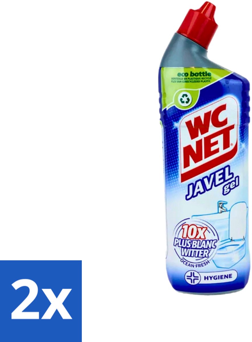 2 x WC Net - Toiletreiniger - Gel - Ocean Fresh - Gerecycled Materiaal - 750 ml - Toilet Schoonmaak - Toilet Reiniger - Wc Reiniger - Toilet Glans - Wc Gel
