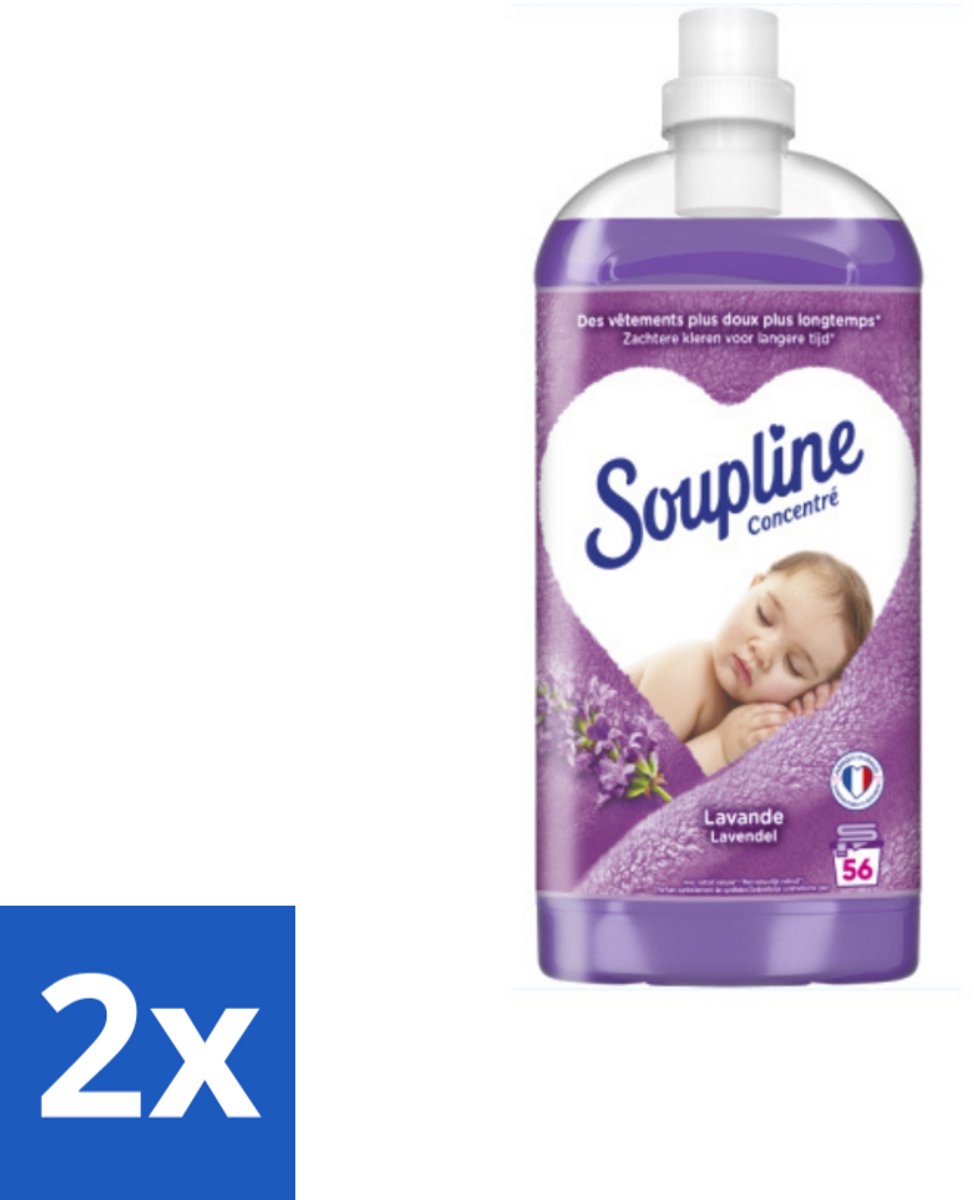 2 x Soupline - Wasverzachter - Lavendel - 56 Wasbeurten - 1.3L - Wasverzachter - Lavendelgeur - Wasgoed Verzachten - Wasverzachter Lavendel - Wasverzachter 56 Wasbeurten