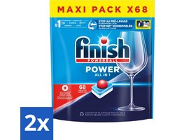 2 x Finish Powerball - Power All in 1 - Vaatwastabletten - Reiniging & Glans - 68 Tabletten - Vaatwastabletten - Vaatwasser - Diepe Reiniging - Glanzend Resultaat - Alles-in-één