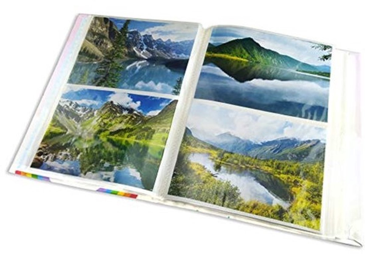 Fotoalbum 21x28 cm voor 200 foto's met transparante vakken