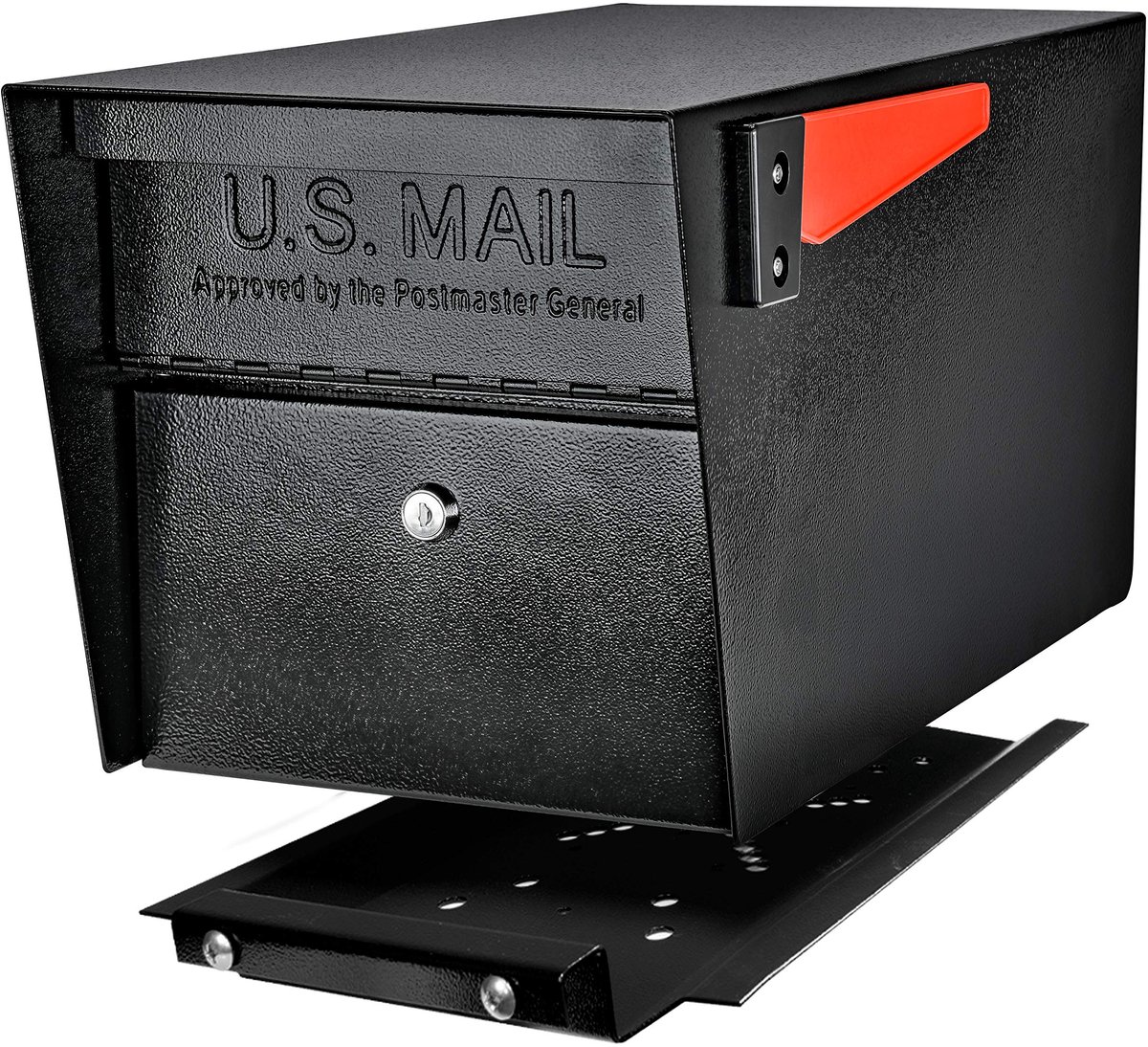 Mail Boss 7500 Mail Manager Pro Curbside Security, Black Locking Mailbox with House Numbers, Mounting Plate and Pull - ShopVlot