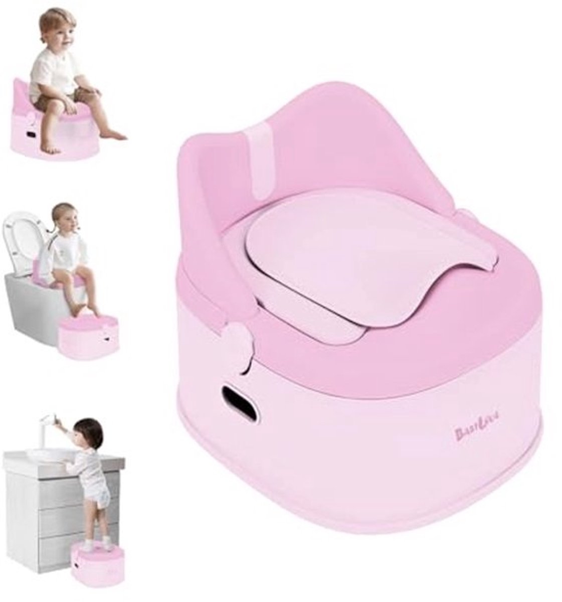 3-in-1 Zindelijkheidstraining Toilet voor Peuters en Baby's - Zindelijkheidstrainer met Opstapje in Roze