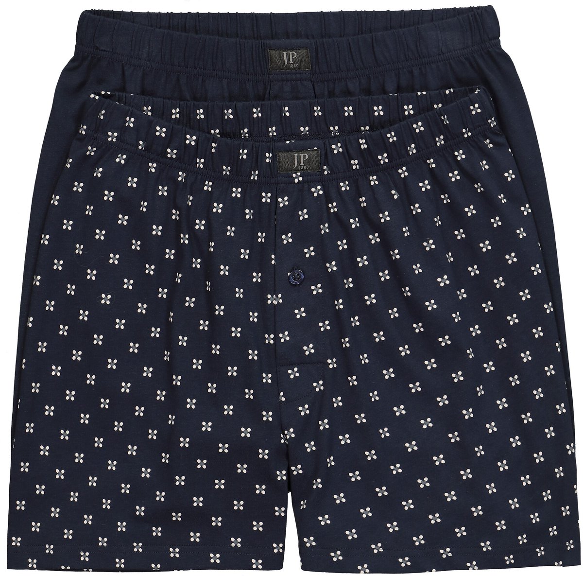 JP 1880 - Heren - Boxershorts loungewear OEKO-TEX set van 2 onderbroek tot 8XL - Navy blauw - Maat L