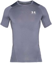 Under Armour UA HG Armour Comp SS-GRY Heren Sportshirt - Castlerock - Wit