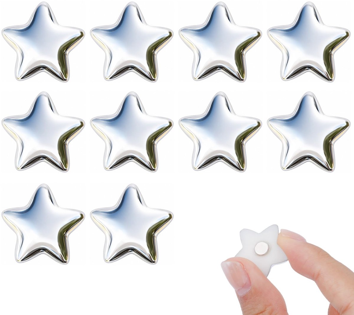 NQEUEPN 10 Zilveren Stervormige Koelkastmagneten, Cute Keukenmagneten - ShopVlot