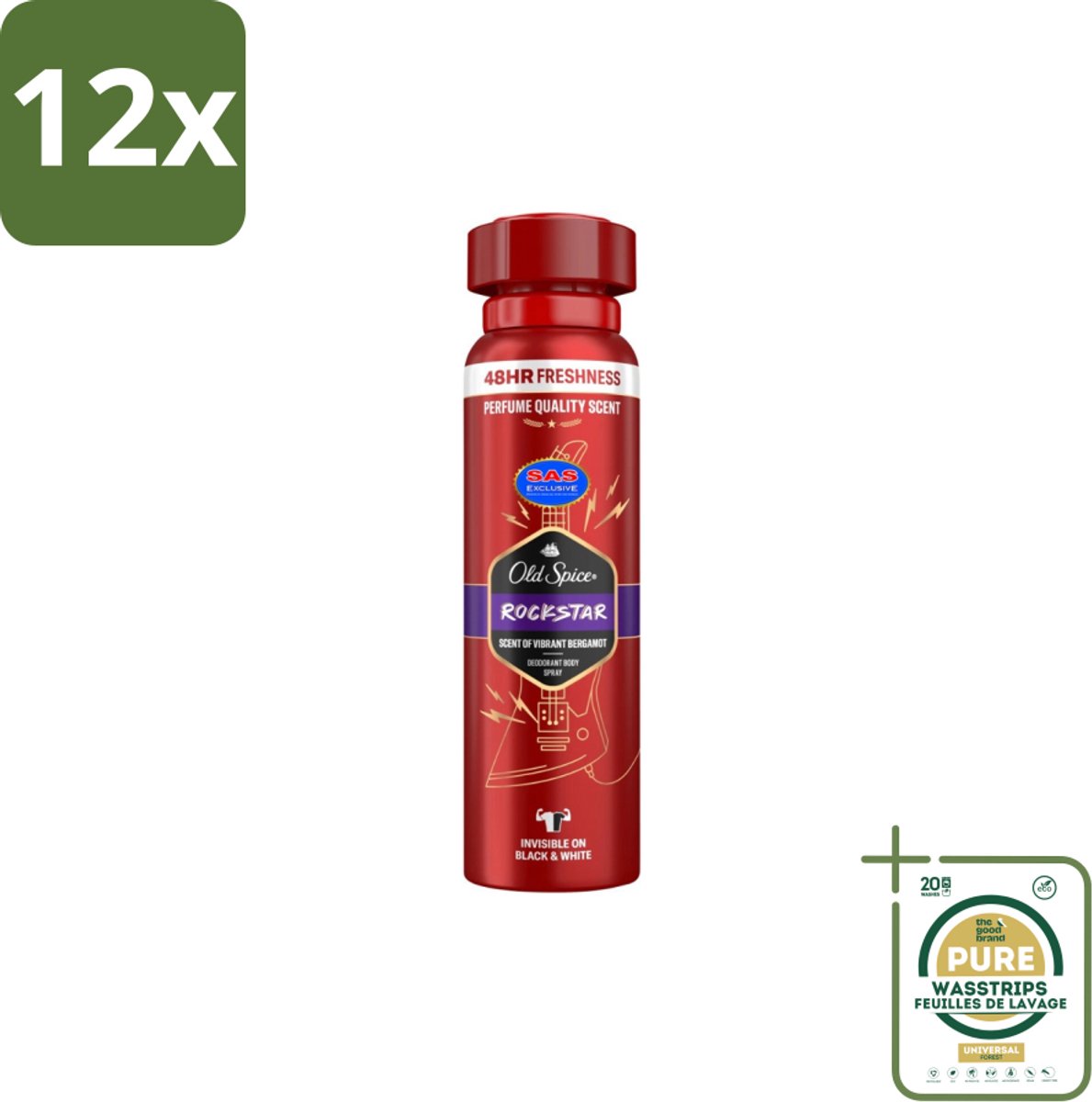 Old Spice – Deospray – Rockstar – 150 ml - Voordeelverpakking - 12 stuks - Frisheid - Lichaamsgeur