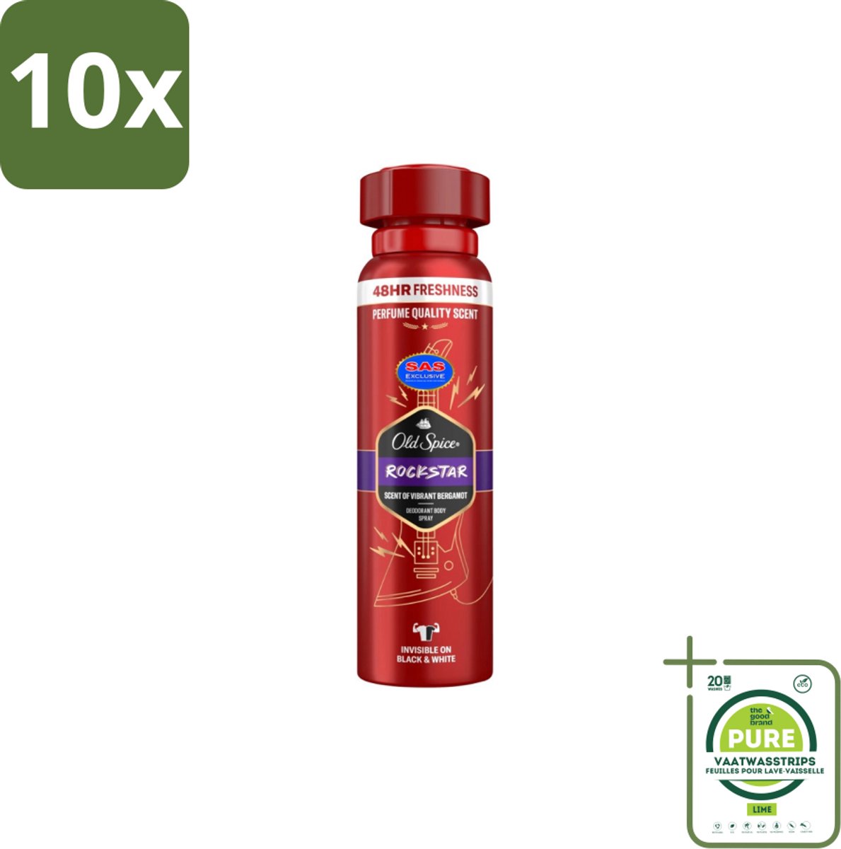 10 x Old Spice – Deospray – Rockstar – 150 ml - Grootverpakking - Old Spice Rockstar - Deodorant Spray - Frisheid - Lichaamsgeur - Energie