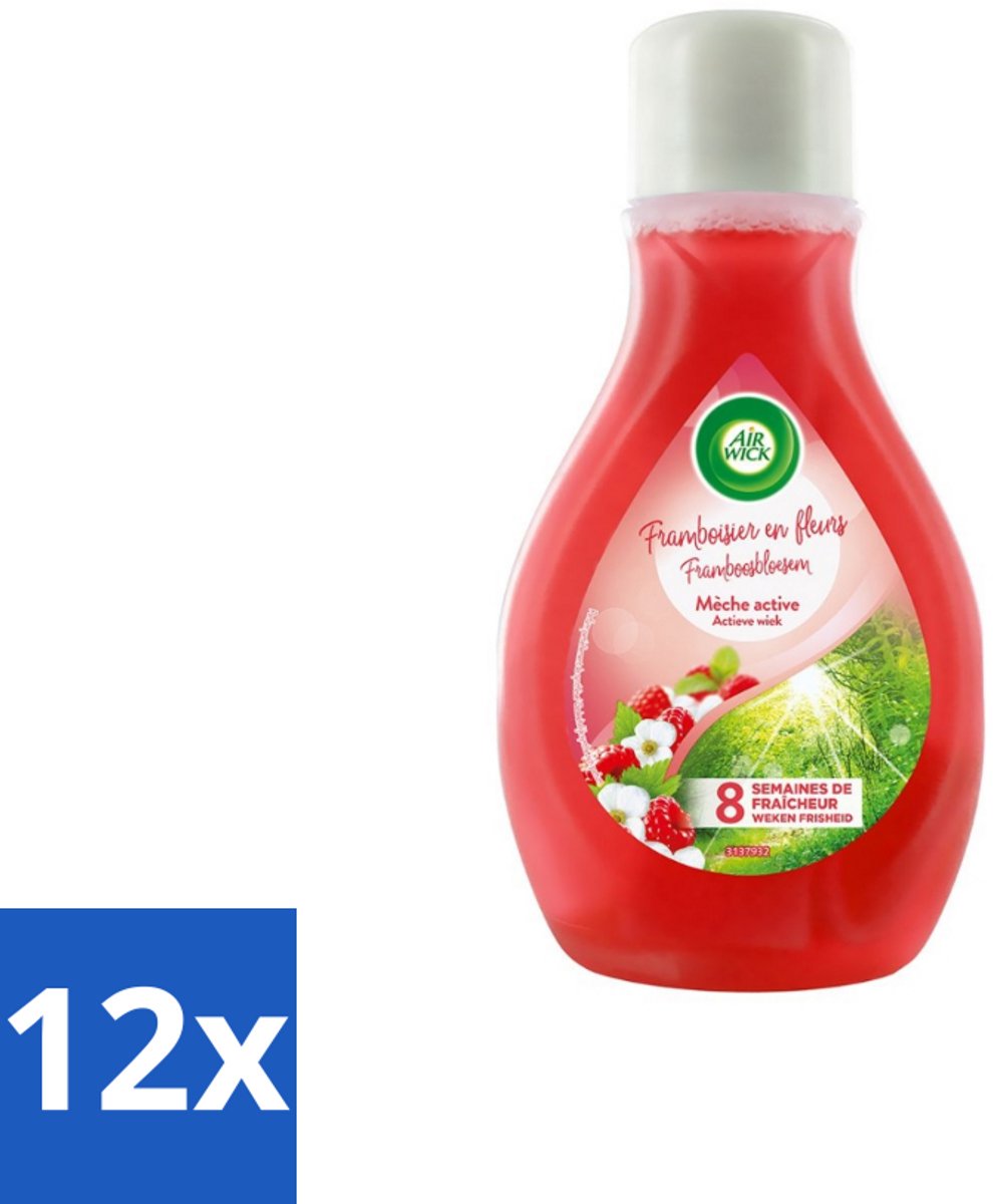 12 x Air Wick – Luchtverfrisser – Actieve Wiek Framboos & Bloesem – 375 ml - Luchtverfrisser - Geur - Framboos En Bloesem - Actieve Wiek - Geurverspreiding