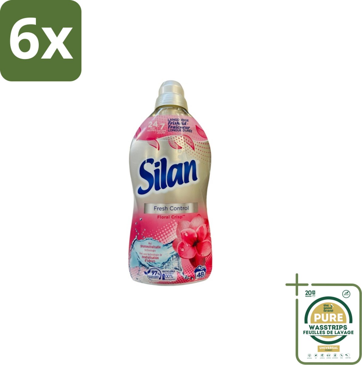 Silan – Wasverzachter – Fresh Control Floral Crisp – 1056 ml - Voordeelverpakking - 6 stuks - Bloemige geur - Wasmachine