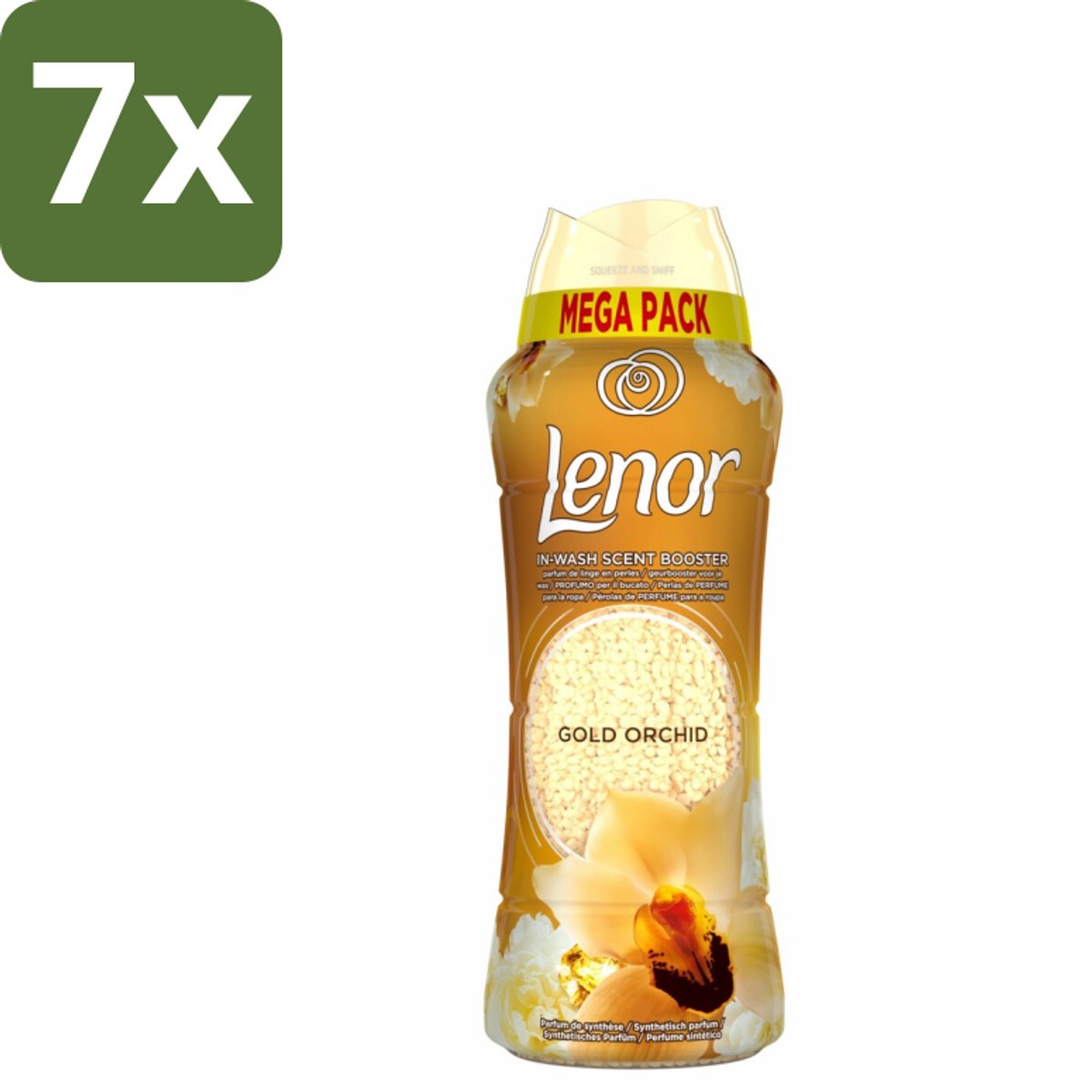 7 x Lenor – Geurparels – Gouden Orchidee – 570 g - Geurparel - Wasgeur - Orchidee - Vanille - Wasgeurparfum