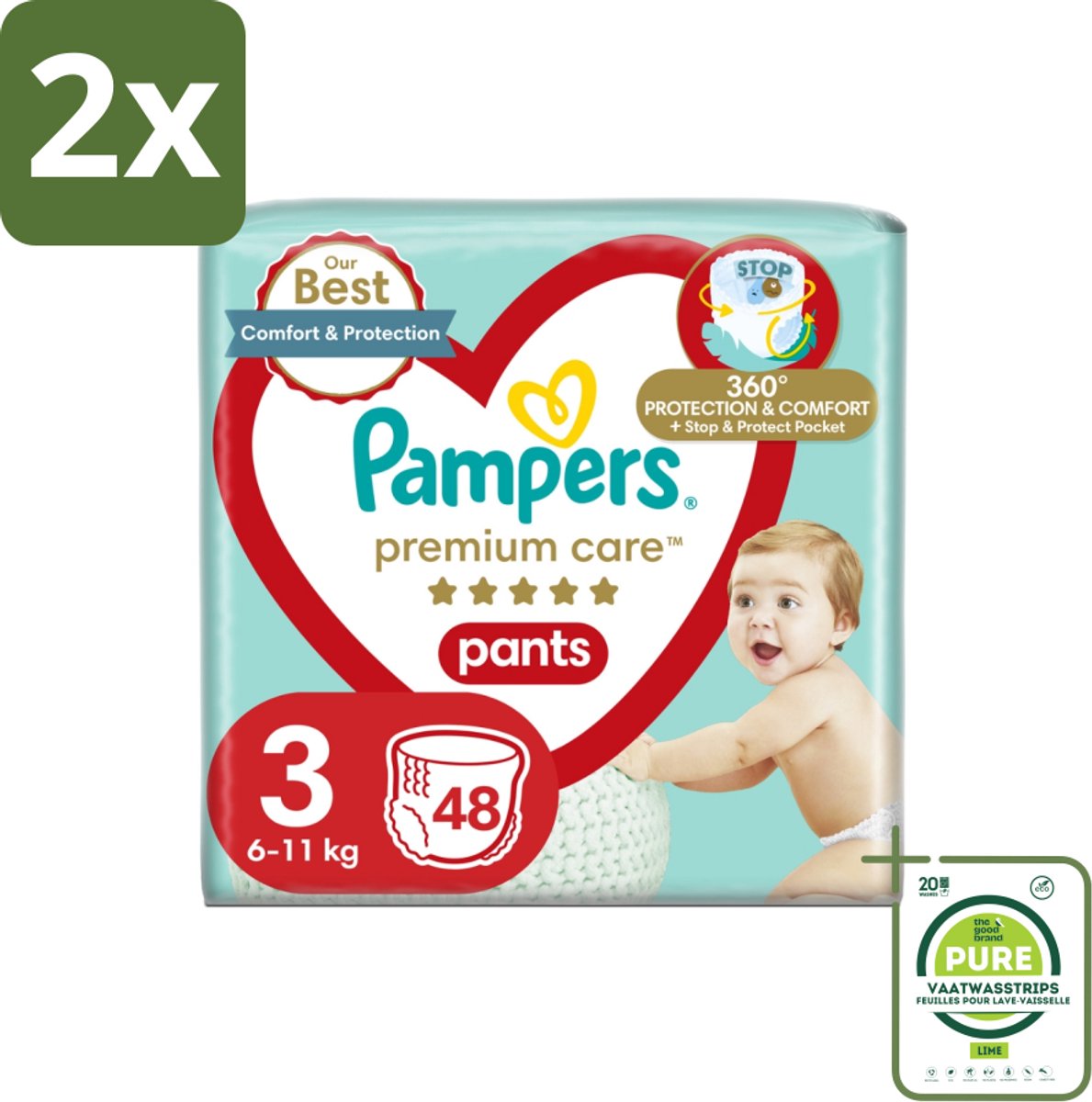 Pampers – Luierbroekjes – Premium Care Pants Maat 3 – 48 Luiers - Voordeelverpakking - 2 stuks - Luier - Luierbroek