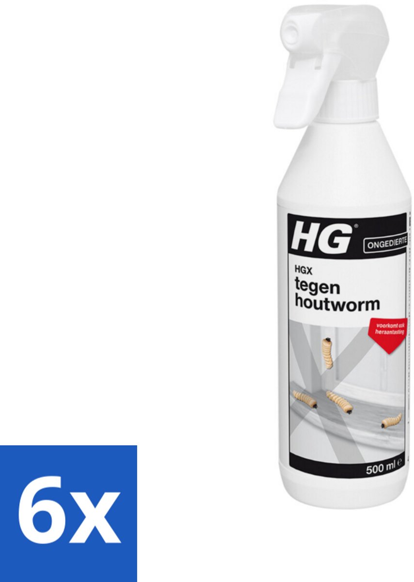 6 x HG X Tegen Houtworm 500 ml - Houtworm Bestrijding - Houtworm Spray - Hout Bescherming - Houtworm Preventie - Houtworm Behandeling