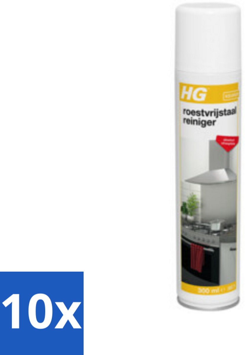 10 x HG Roestvrijstaal Reiniger 300 ml - Roestvrijstaal Reinigen - Vet Verwijderen - Streeploos Reinigen - Afzuigkap Reinigen - Koelkast Reinigen