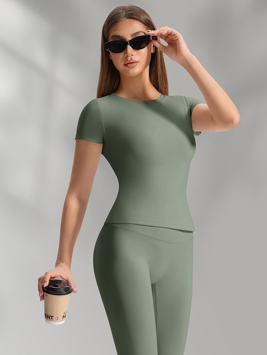 Currero Pilates Pak Dames - Yoga - Buttshaper - Gym - Fitness - Butt Lift - Bil Vergrotend - Heup Liftend - Yogakleding - Groen XL — afbeelding 4