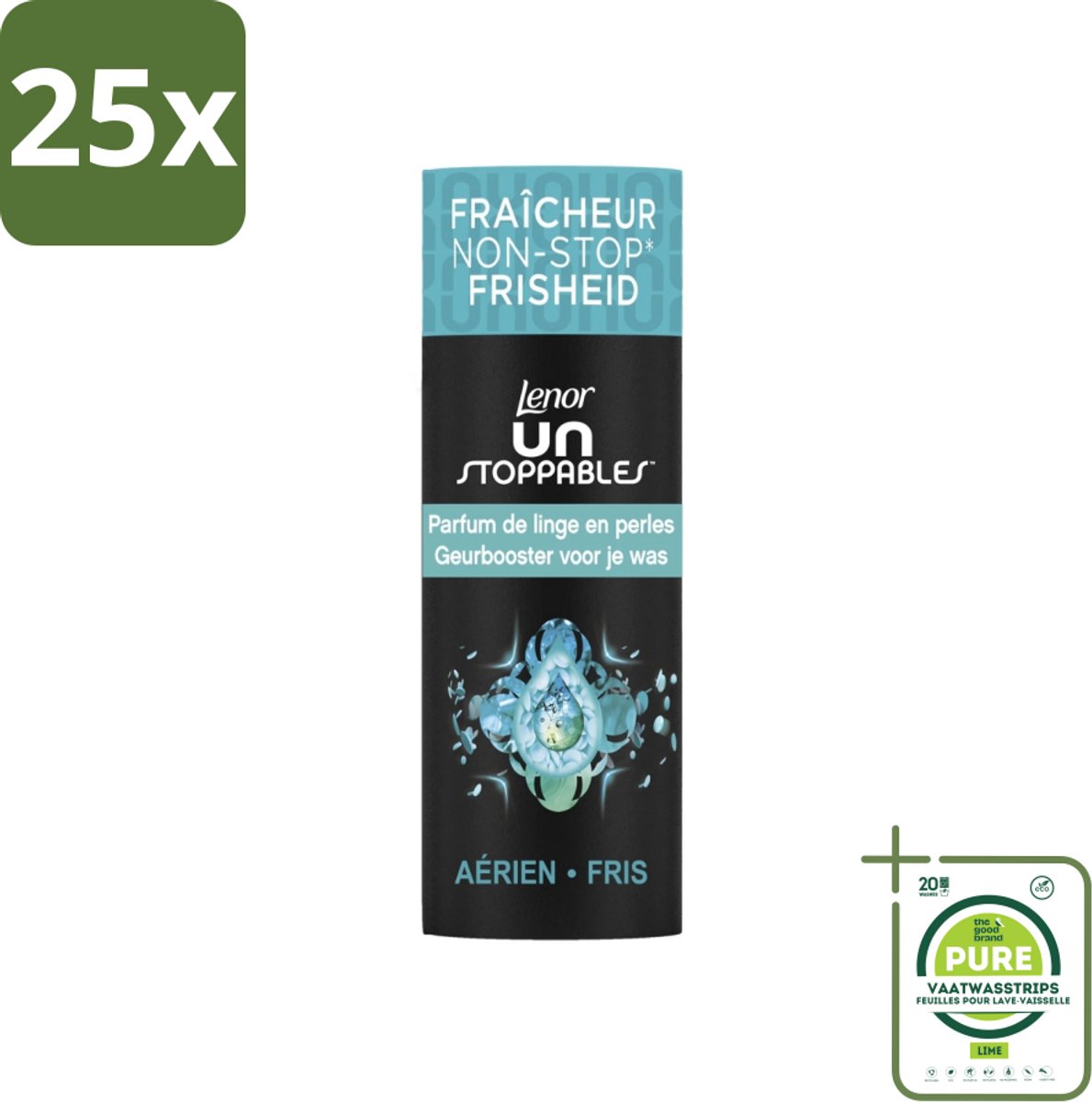 25 x Lenor Unstoppables - Geurbooster - Fris - 13 Wasbeurten - Grootverpakking - Lenor Unstoppables - Geurbooster - Wasverfrissers - Langdurige Geur - Frisse Geur