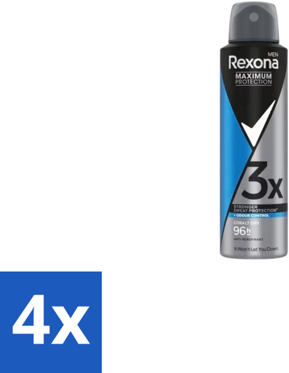 Rexona – Deodorant Spray – Maximum Protection Cobalt Dry – 150 ml - Voordeelverpakking - 4 stuks