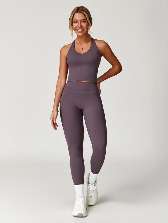 Currero Pilates Pak Dames - Yoga - Buttshaper - Gym - Fitness - Butt Lift - Bil Vergrotend - Heup Liftend - Yogakleding - Paars XS — afbeelding 2