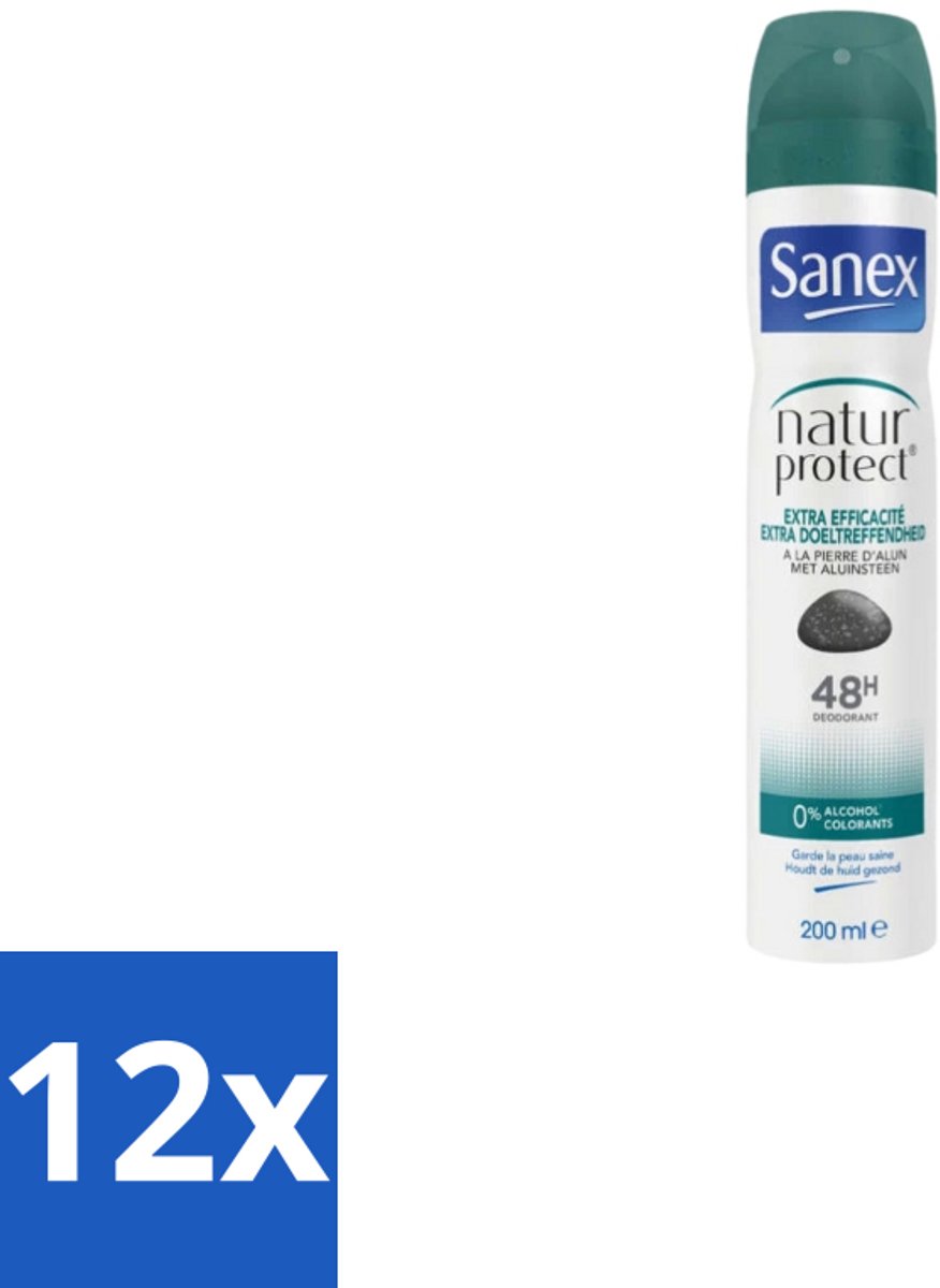 Sanex – Deodorant Spray – Aluinsteen – 200 ml - Voordeelverpakking - 12 stuks