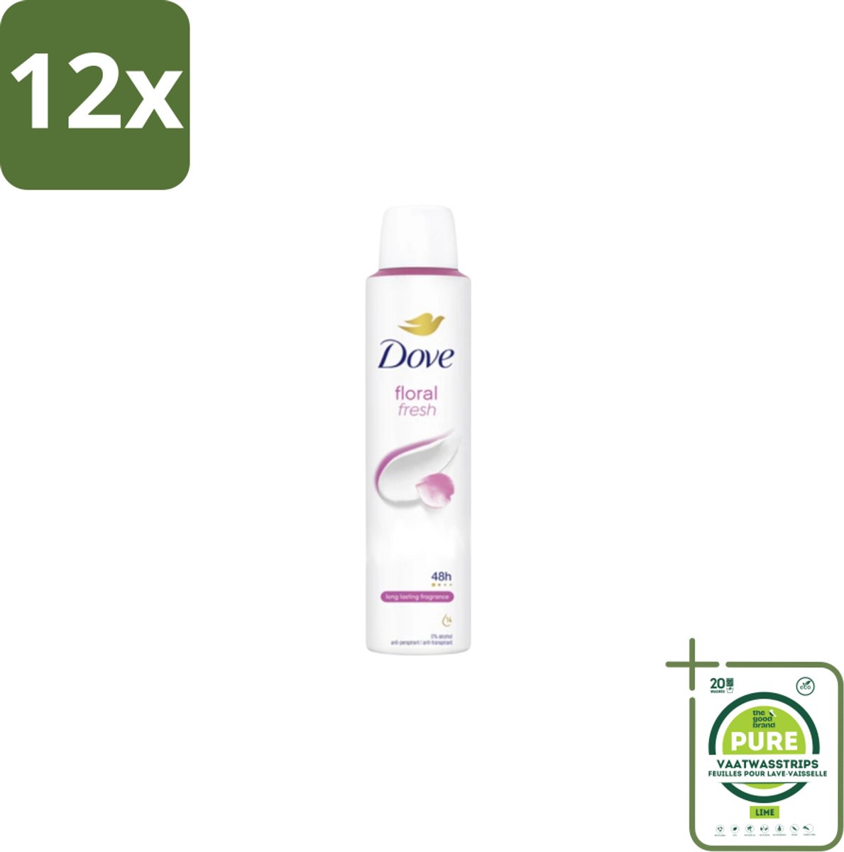 Dove – Deodorant Spray – Floral Fresh – 200 ml - Voordeelverpakking - 12 stuks - Anti-transpirant spray - Zweetvermindering