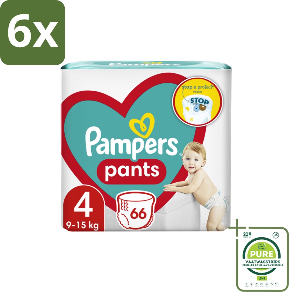 Pampers – Luierbroekjes – Pants Maat 4 – 66 Luiers - Voordeelverpakking - 6 stuks - Luier broekje - Luier voor baby