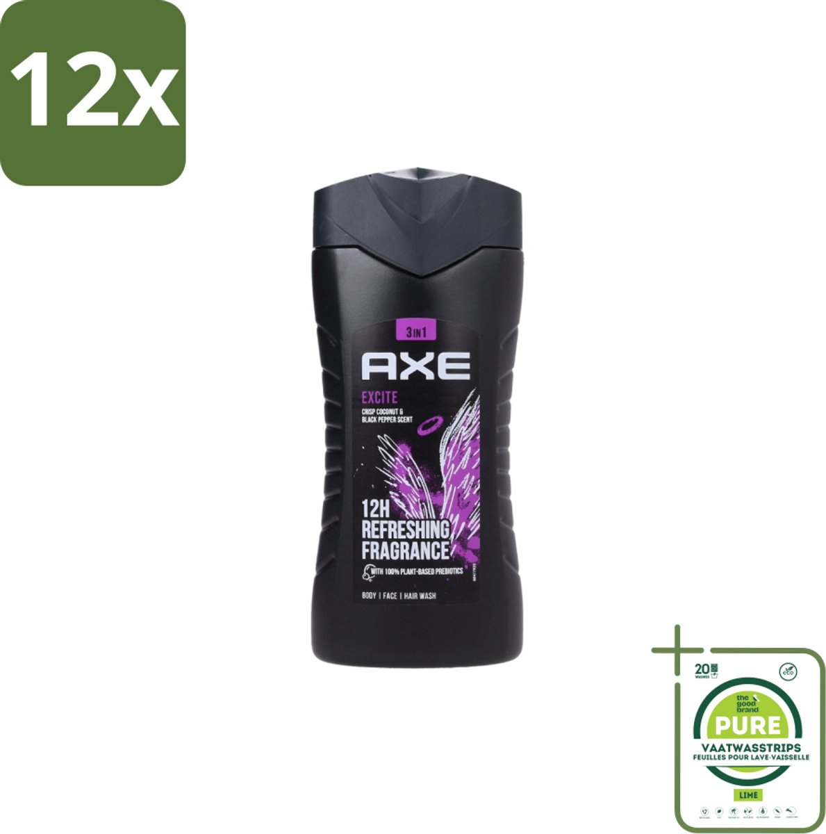 AXE – Douchegel – Excite – 250 ml - Voordeelverpakking - 12 stuks - Douchegel - Frisheid