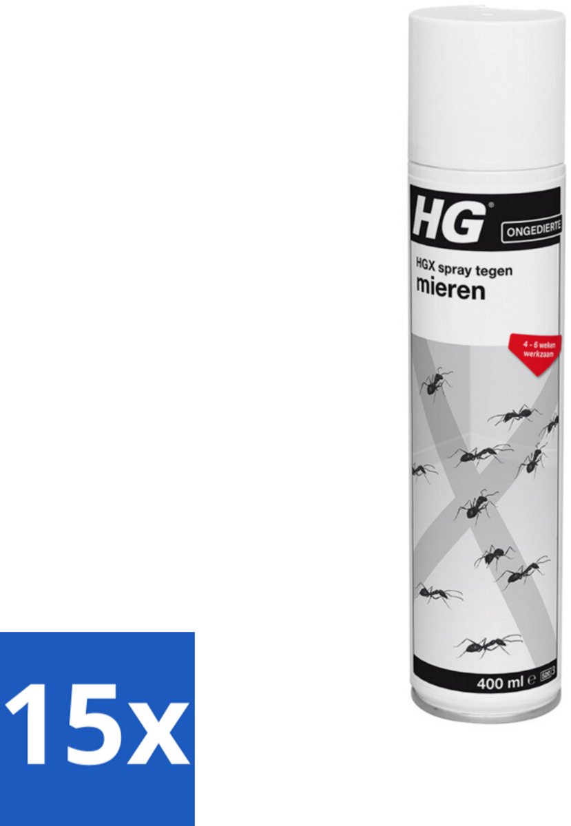 15 x HG X Spray Tegen Mieren 400 ml - Mierenbestrijding - Mierenbestrijdingsmiddel - Mieren Uit Huis - Mieren Uit Woning - Mierenbestrijding Spray