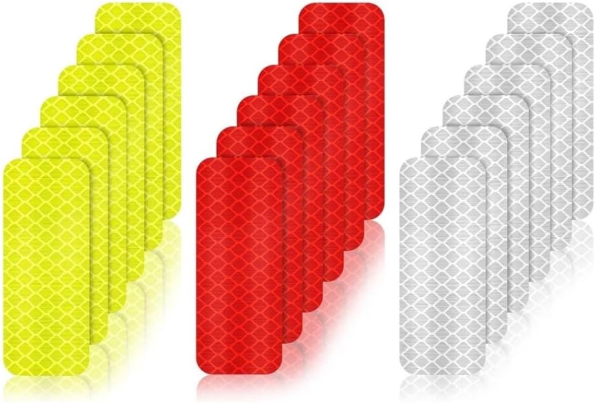Set van 36 Reflecterende Waarschuwingsstickers, Veiligheidsstickers voor Fiets, Motor en Scooter, Waterdicht en Duurzaam, 3 x 8 cm