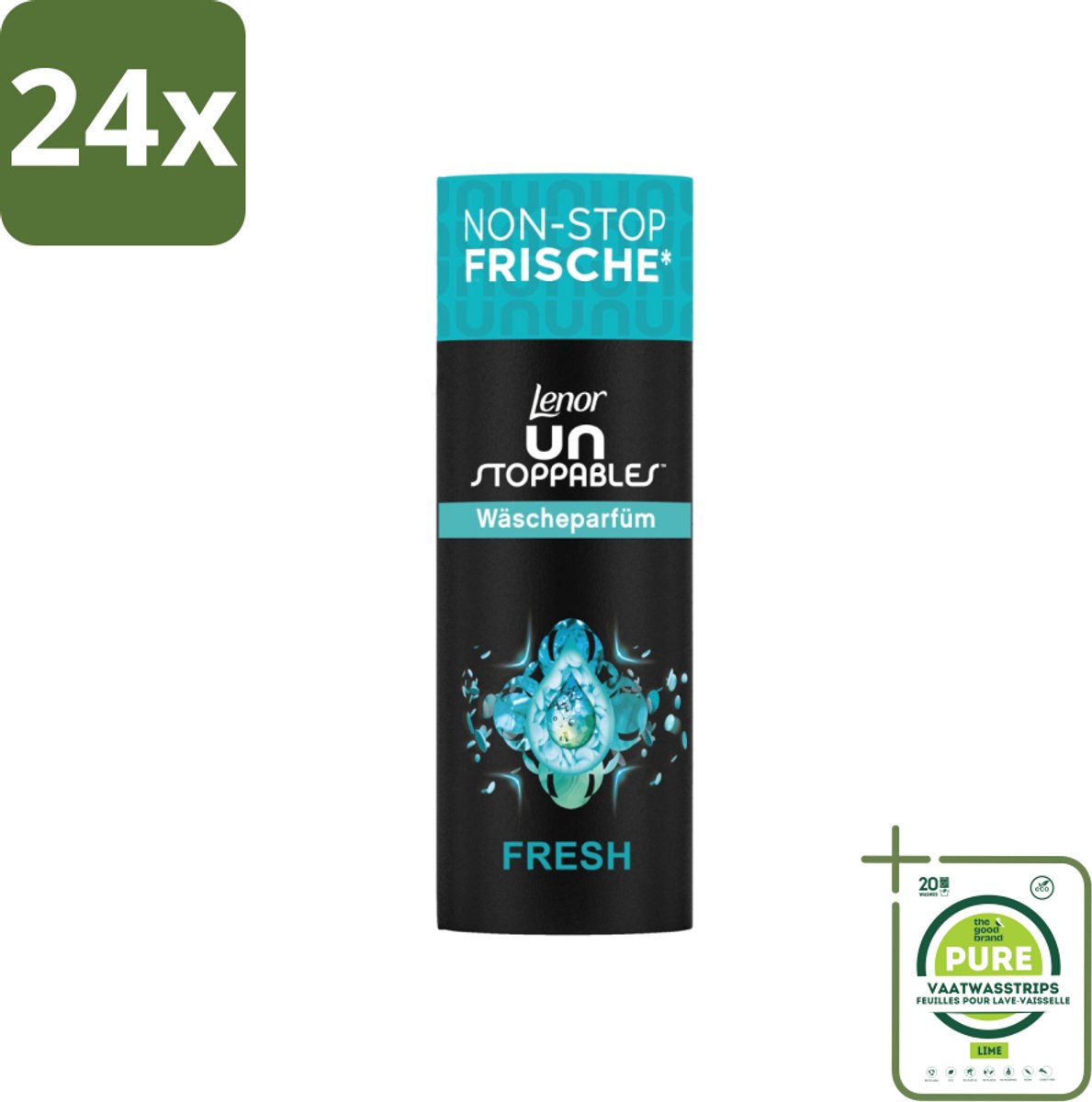 Lenor – Geurbooster – Fresh – 12 Wasbeurten – 160 g - Voordeelverpakking - 24 stuks - Geurbooster wasmachine - Frisheid was
