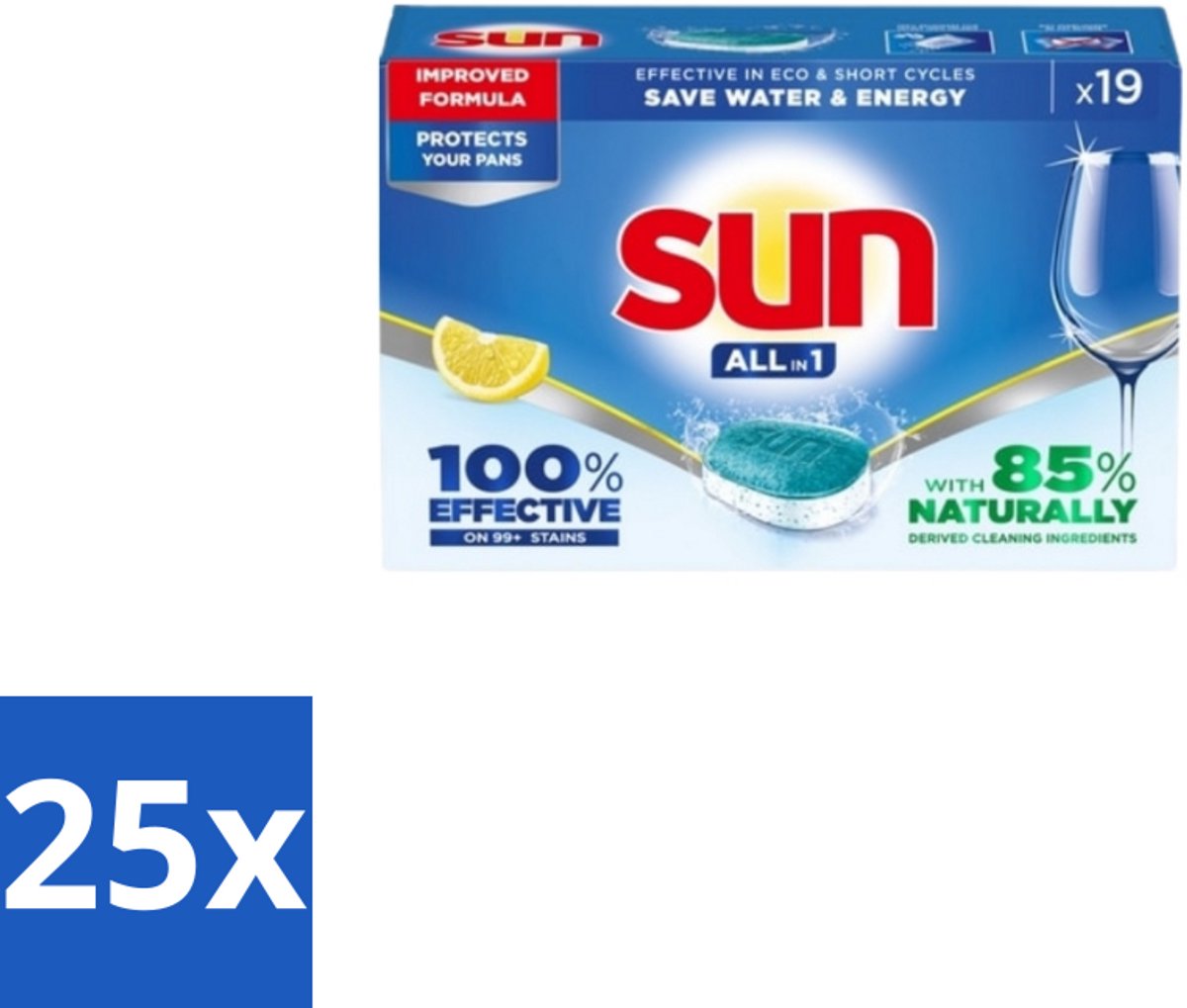 Sun – Vaatwastabletten – All-in-1 Citroen – 19 tabletten - Bulkverpakking - 25 stuks