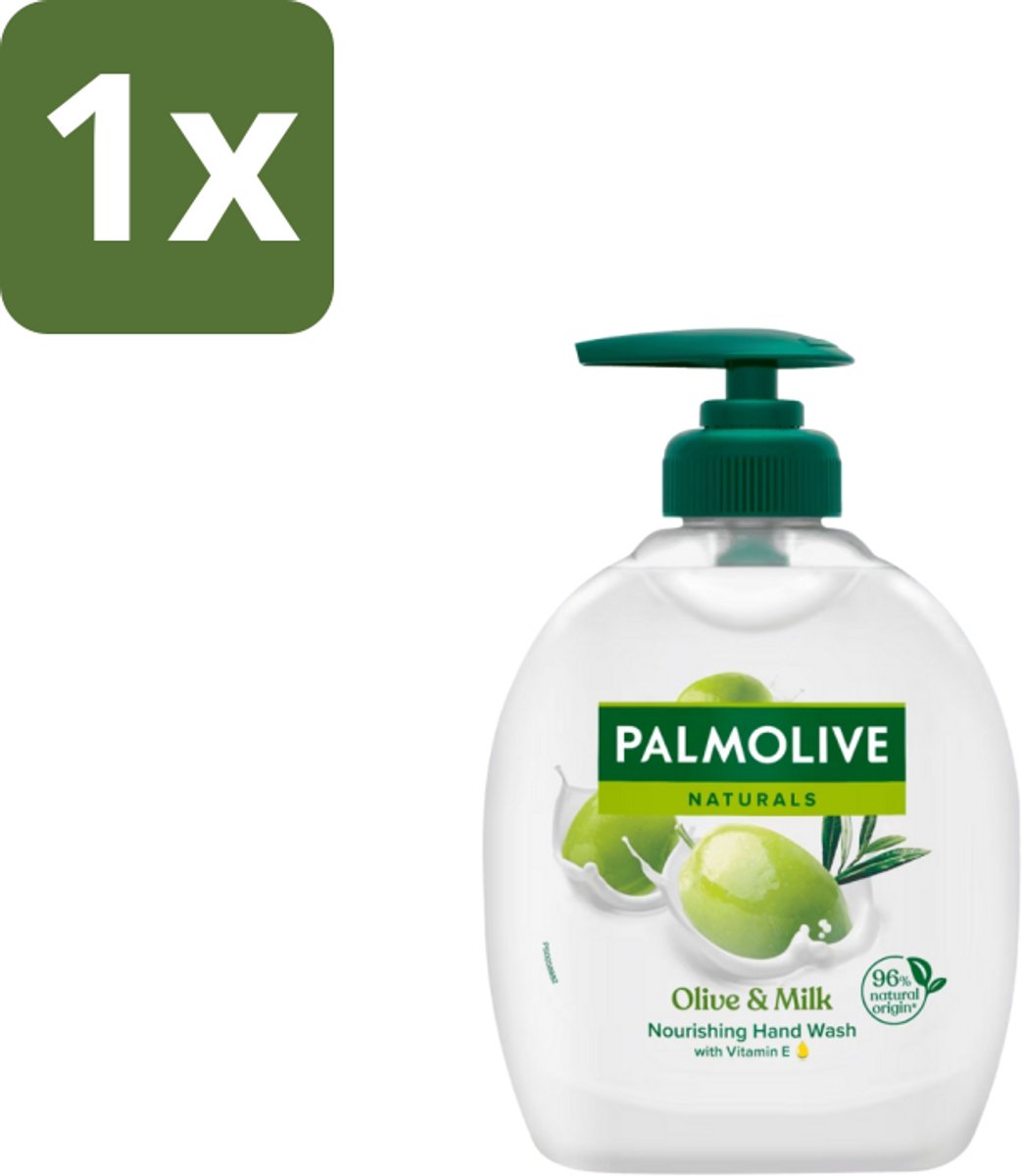 1 x Palmolive Handzeep Naturals Olijf Melk 300 ml - Handzeep Melk En Olijf - Handen Reinigen - Handen Verzorgen - Melk En Olijf Handzeep - Milde Handzeep