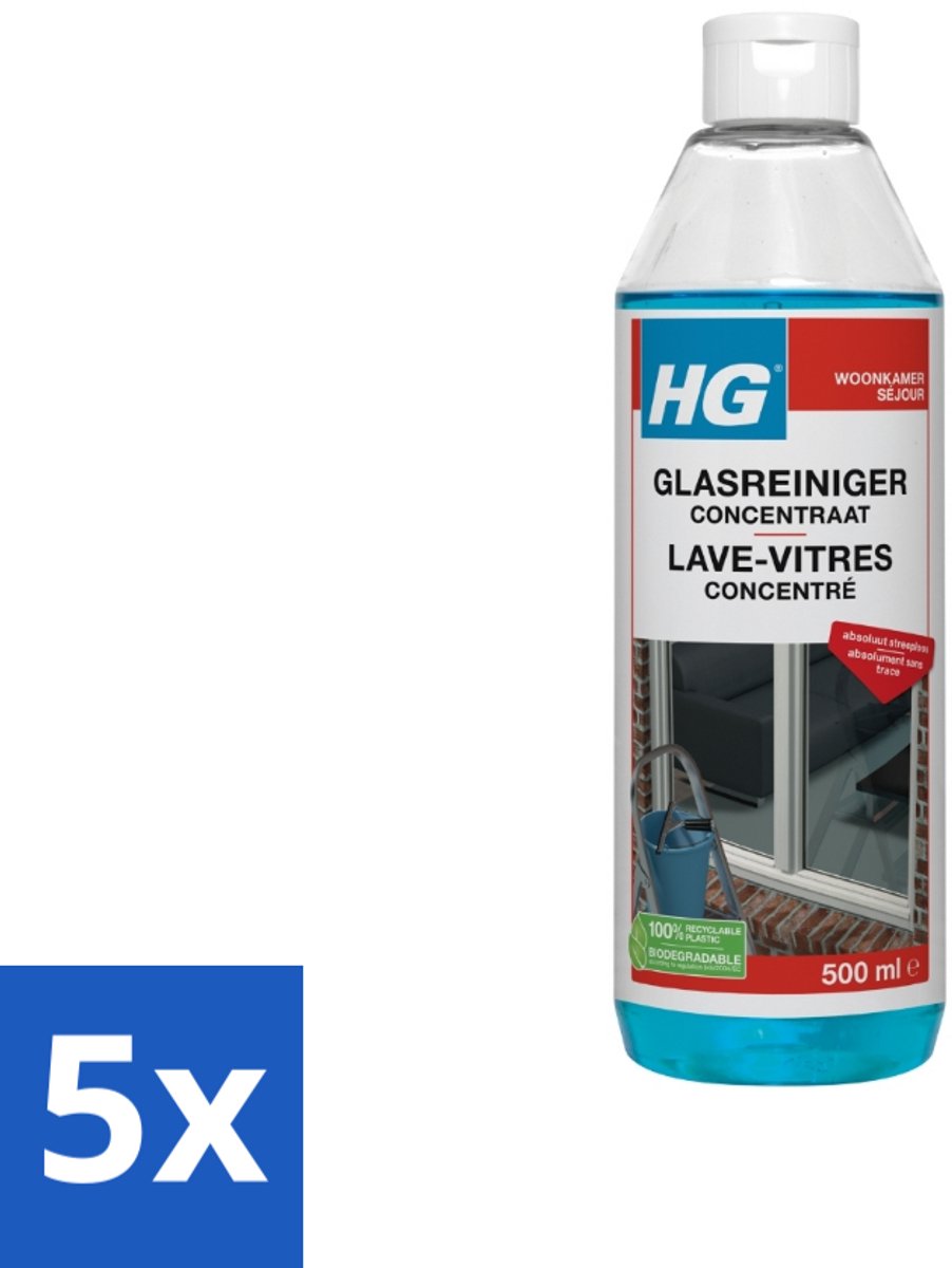 HG Glasreiniger Concentraat 500 ml - Bulkverpakking - 5 stuks