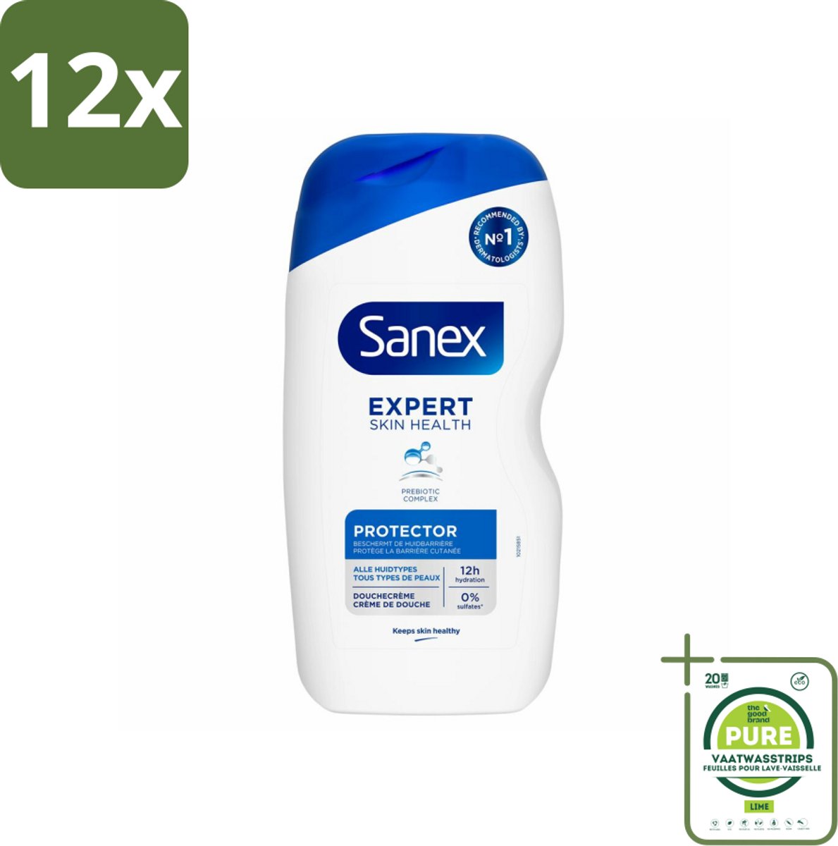 Sanex Douchecrème Expert Skin Health Protector 400 ml - Voordeelverpakking - 12 stuks - Sanex - Douchecrème