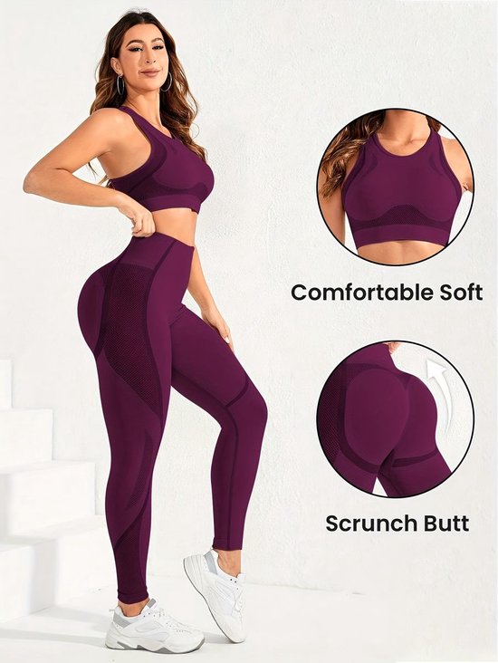 Currero Pilates Pak Dames - Yoga - Buttshaper - Gym - Fitness - Butt Lift - Bil Vergrotend - Heup Liftend - Yogakleding - Roze L — afbeelding 3