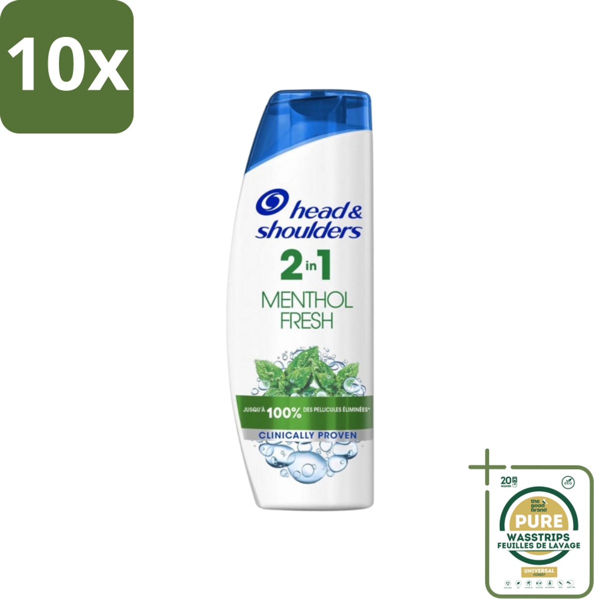 10 x Head & Shoulders - 2in1 Anti-Roos Shampoo & Conditioner - Menthol Fresh - 270 ml - Grootverpakking - Roosvrij Haar - Menthol Fris - Hoofdjeuk - Hoofdverzorging - Anti-roos Shampoo