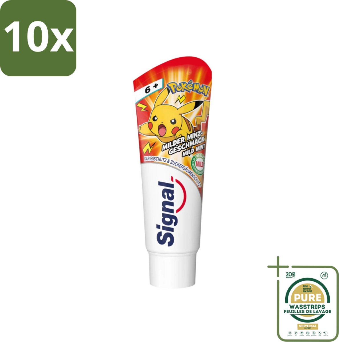 10 x Signal - Pokémon - Tandpasta - Milde Munt Smaak - Anti-Tandsteen - Kinder 6+ Jaar - 75 ml - Grootverpakking - Tandpasta Voor Kinderen - Anti-tandsteen Tandpasta - Milde Munt Smaak - Kindertandpasta - Tandenpoetsen Voor Kinderen