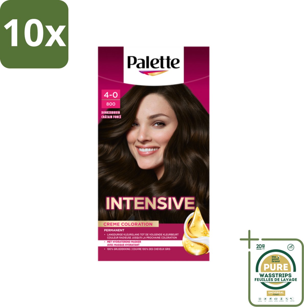 10 x Palette Intensive Oil-Care Color Haarkleuring 800 Donkerbruin - Grootverpakking - Haarverf - Arganolie - Donkerbruin - Langdurige Kleur - Haarkleur