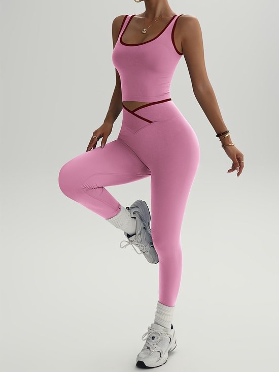 Currero Pilates Pak Dames - Yoga - Buttshaper - Gym - Fitness - Butt Lift - Bil Vergrotend - Heup Liftend - Yogakleding - Donkerrood XS — afbeelding 2