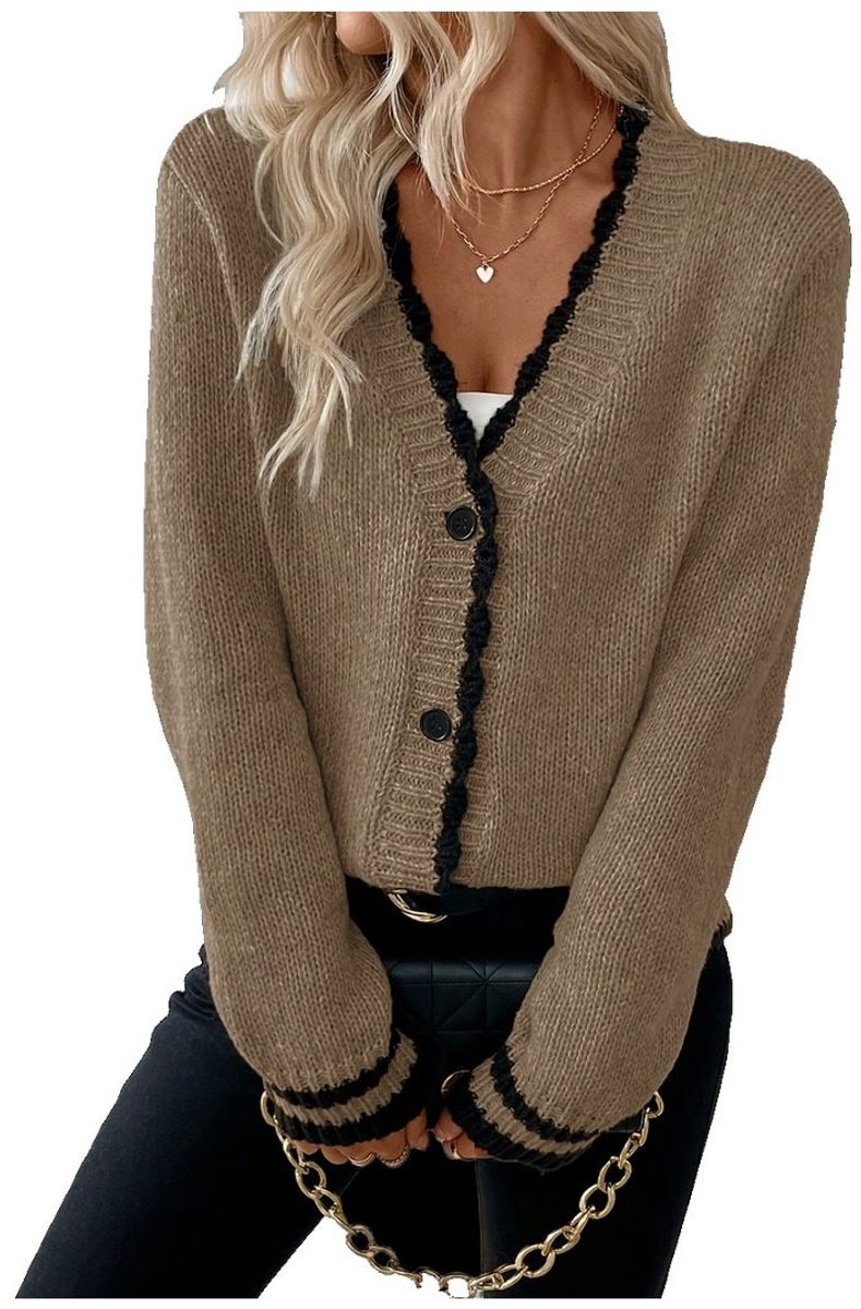 Currero Cardigan Dames Vest Vrouwen Met Knopen Volwassenen Warm Gebreid Vest Long 4 Gemengde Kleur