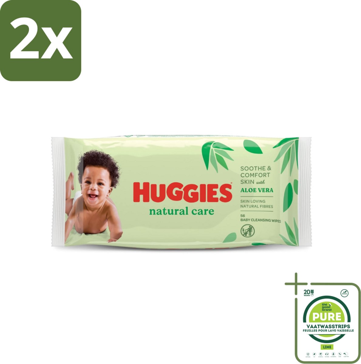 Huggies - Billendoekjes - Huidvriendelijk - Met Aloë Vera - 56 Babydoekjes - Voordeelverpakking - 2 stuks - Billendoekjes - Babybillendoekjes