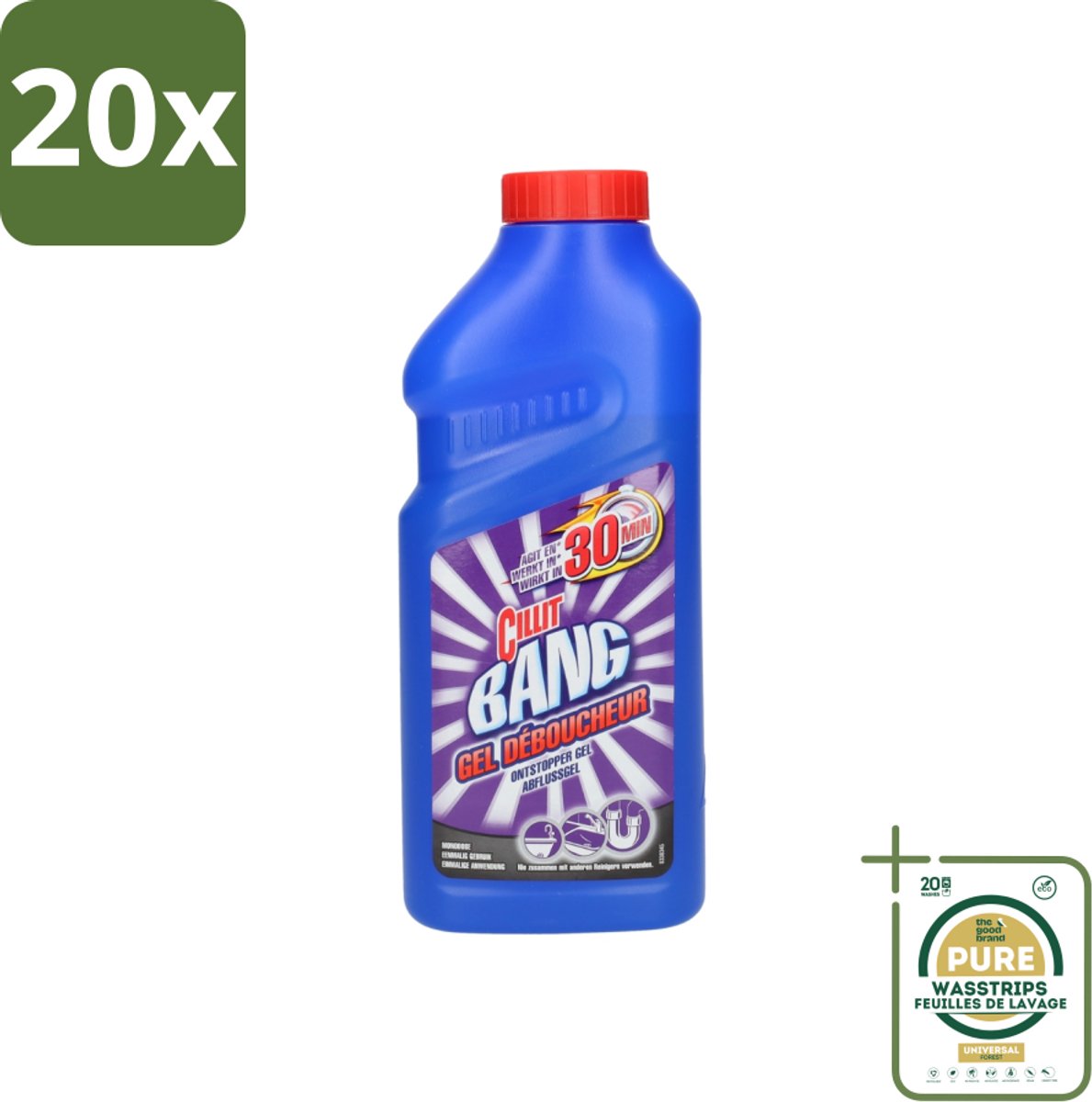 20 x Cillit Bang - Gel Ontstopper - Voor Keuken, Badkamer en Toilet - Werkt in 30 Minuten - Grootverpakking - Ontstopper - Afvoer - Verstopping - Keuken - Badkamer