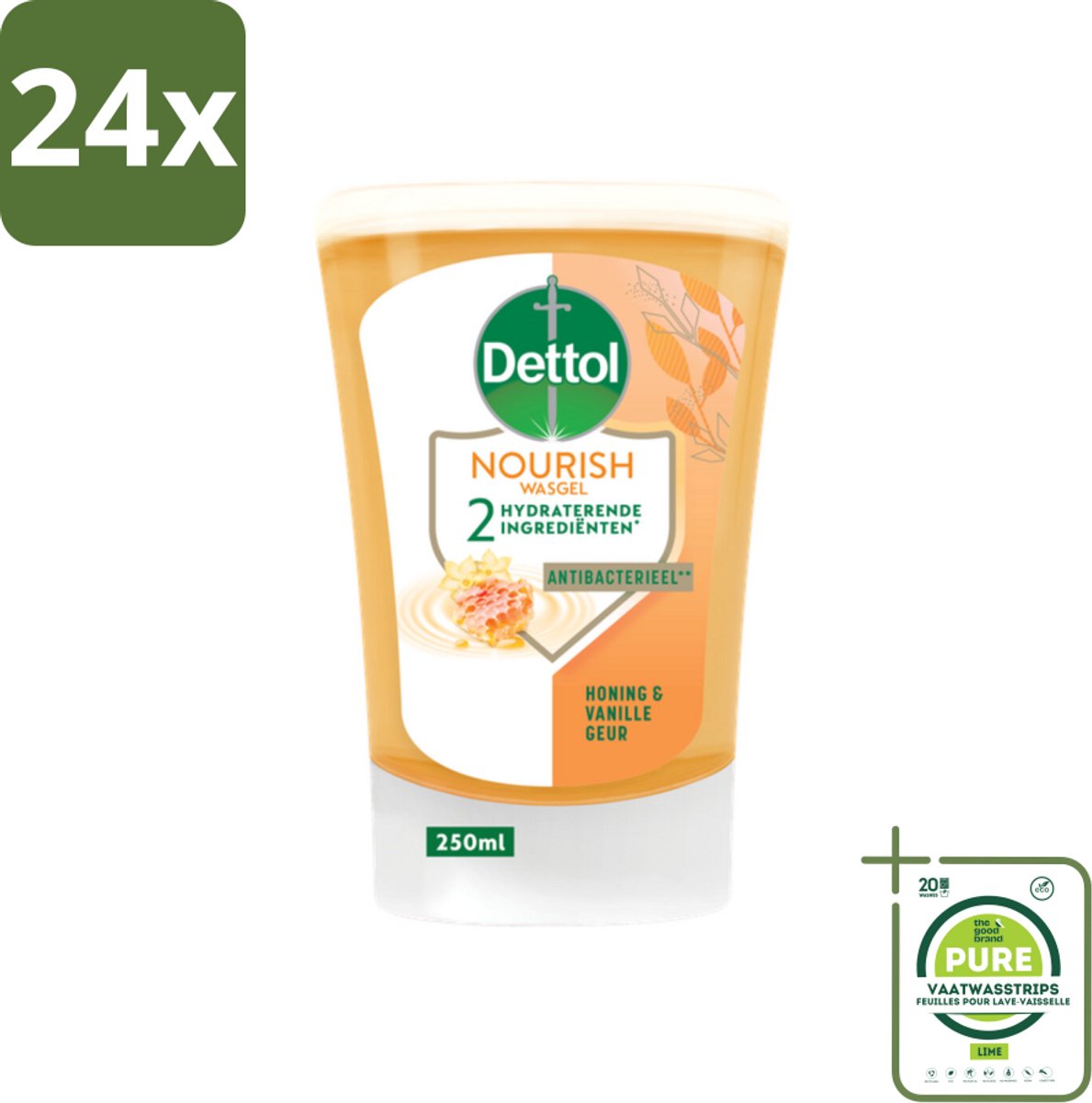 Dettol No-Touch Handzeep Refill Extra Care Honey & Sheabutter 250 ml - Voordeelverpakking - 24 stuks - Handzeep - Antibacterieel