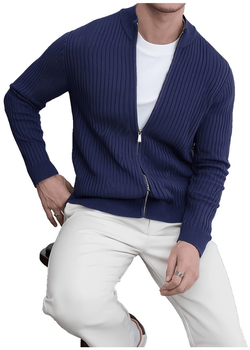 Currero Vest Heren Met Rits Sweater Cardigan Gebreid Sweaters Hoodie Warme Trui Lange Mouw Koningsblauw