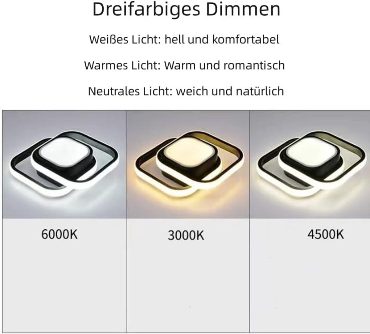 Moderne LED Plafondlamp 36W voor Keuken en Slaapkamer - Verstelbare Verlichting in 3 Kleuren voor Woonkamer en Gang