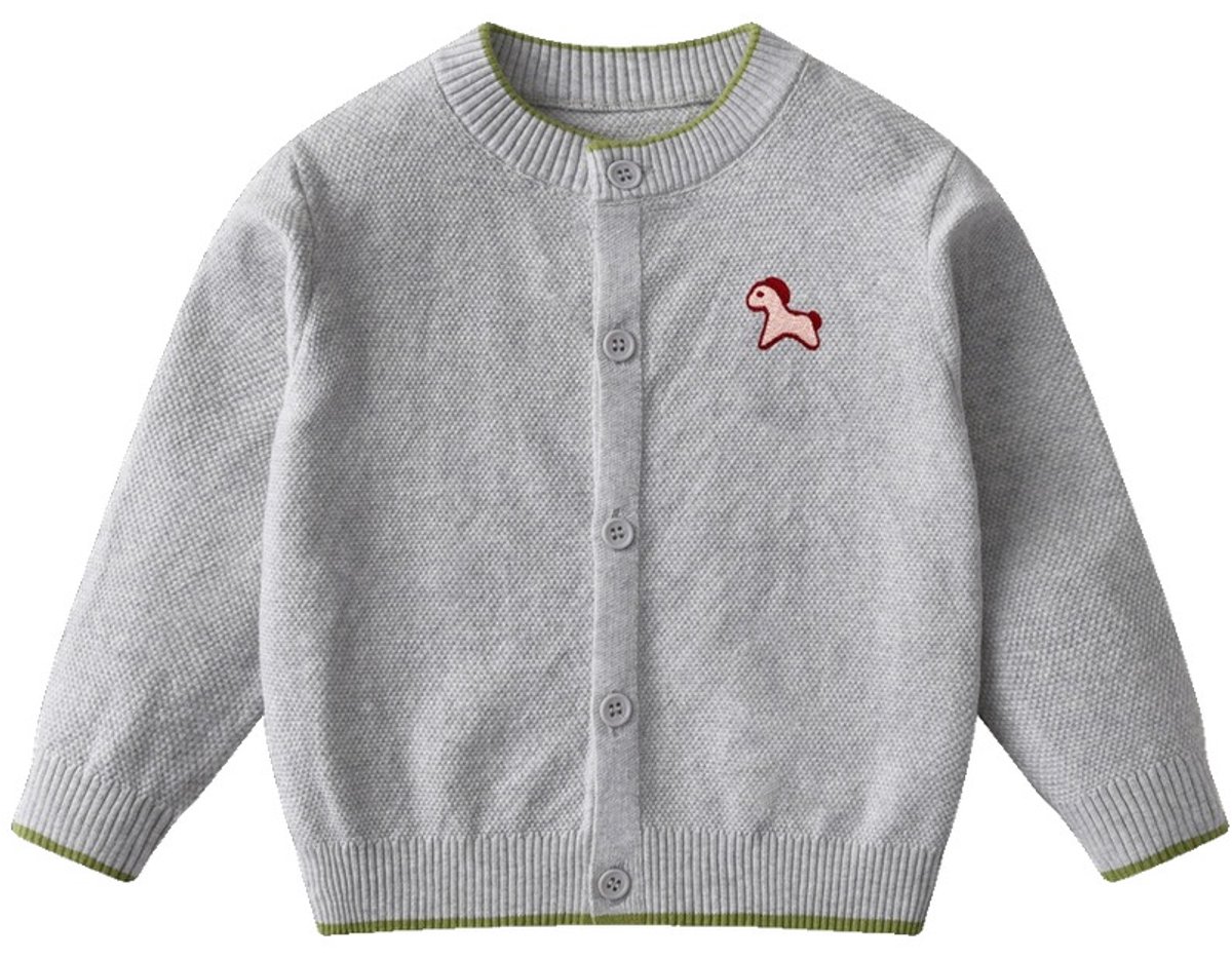 Currero Cardigan Jongens Vest Jongen Met Knopen Kinderen Warm Gebreid Vest Long 9-12 Maanden Grijs