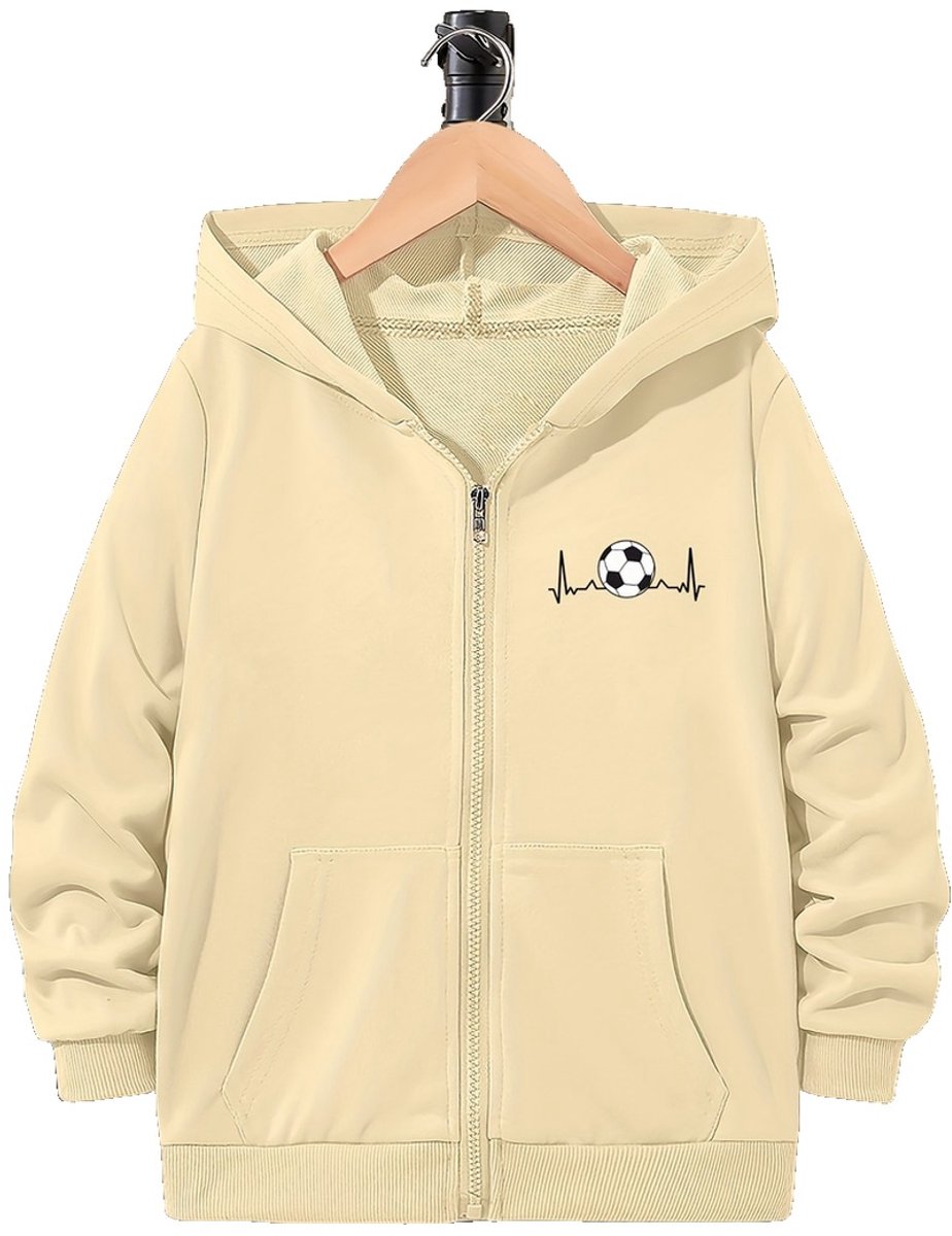 Currero Vest Jongens Met Rits Sweater Jongen Cardigan Gebreid Sweaters Hoodie Warme Trui Lange Mouw 5-6 Jaar Beige