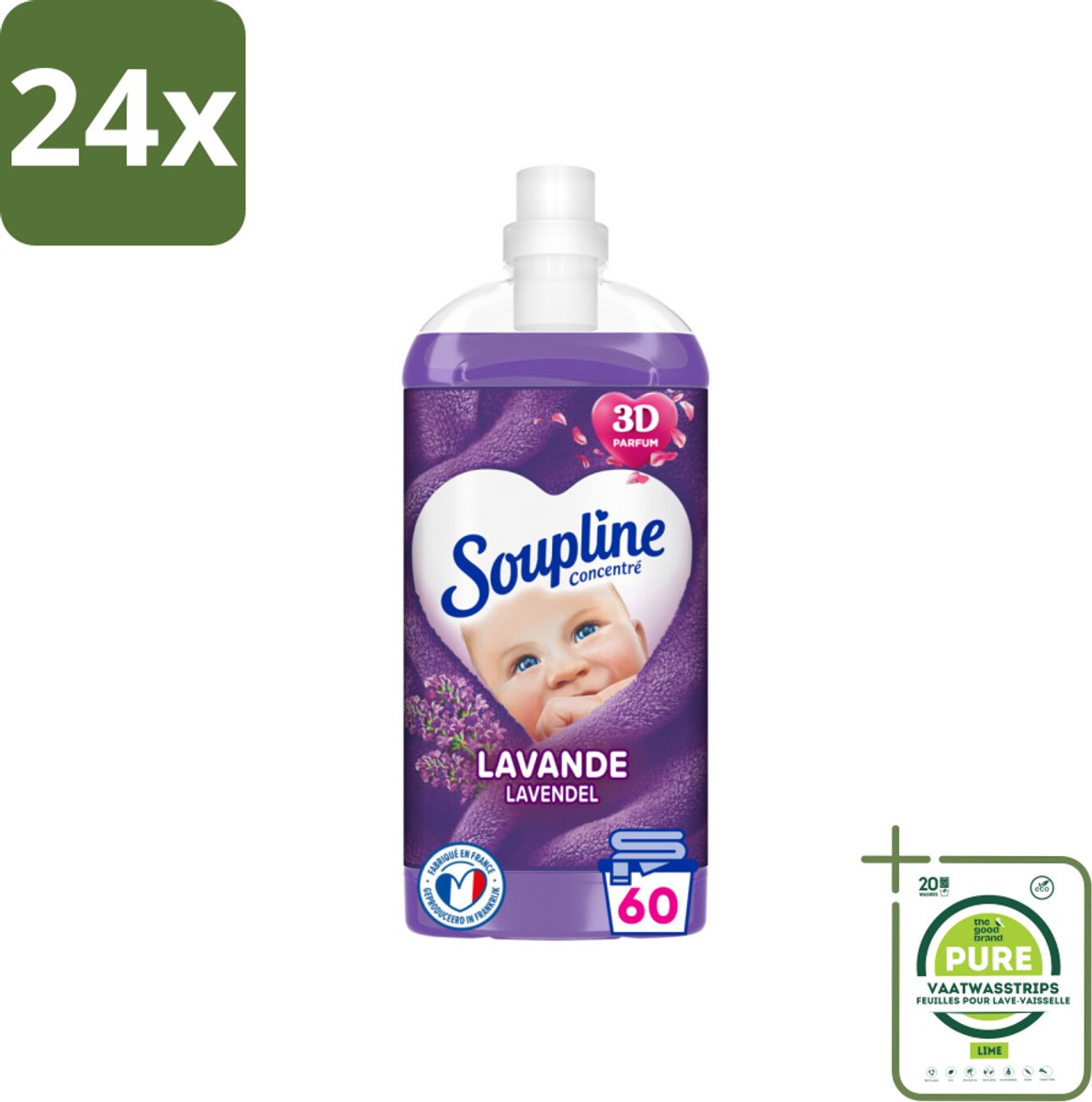 Soupline Wasverzachter Lavendel 1350 ml - Voordeelverpakking - 24 stuks - Wasverzachter - Lavendelgeur